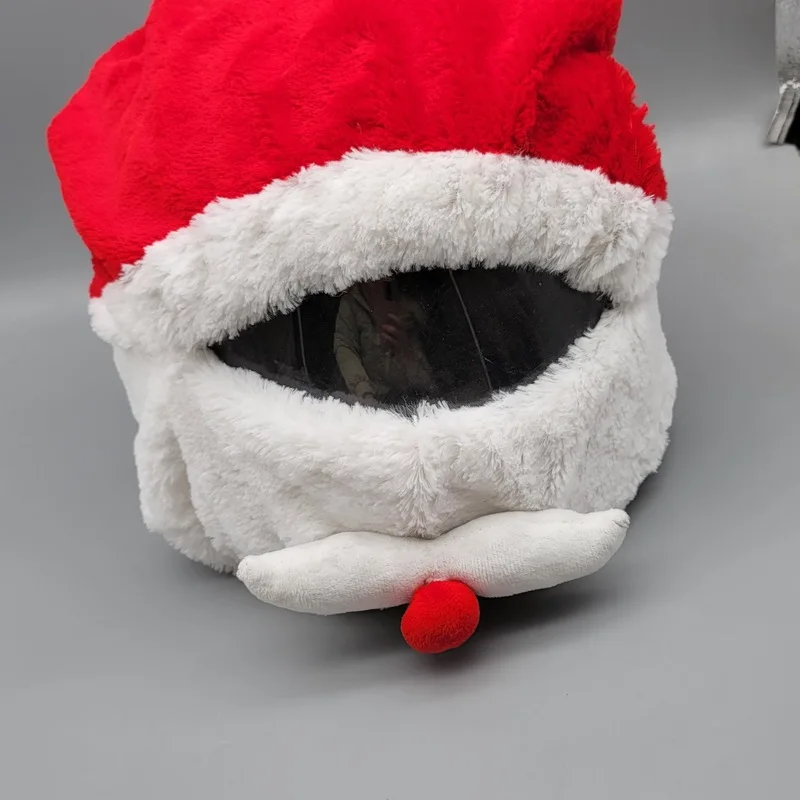 Christmas Hat Motorcycle Helmet Cover Plush Soft Funny Headgear Festive Atmosphere Santa Claus Costume Christmas Gift