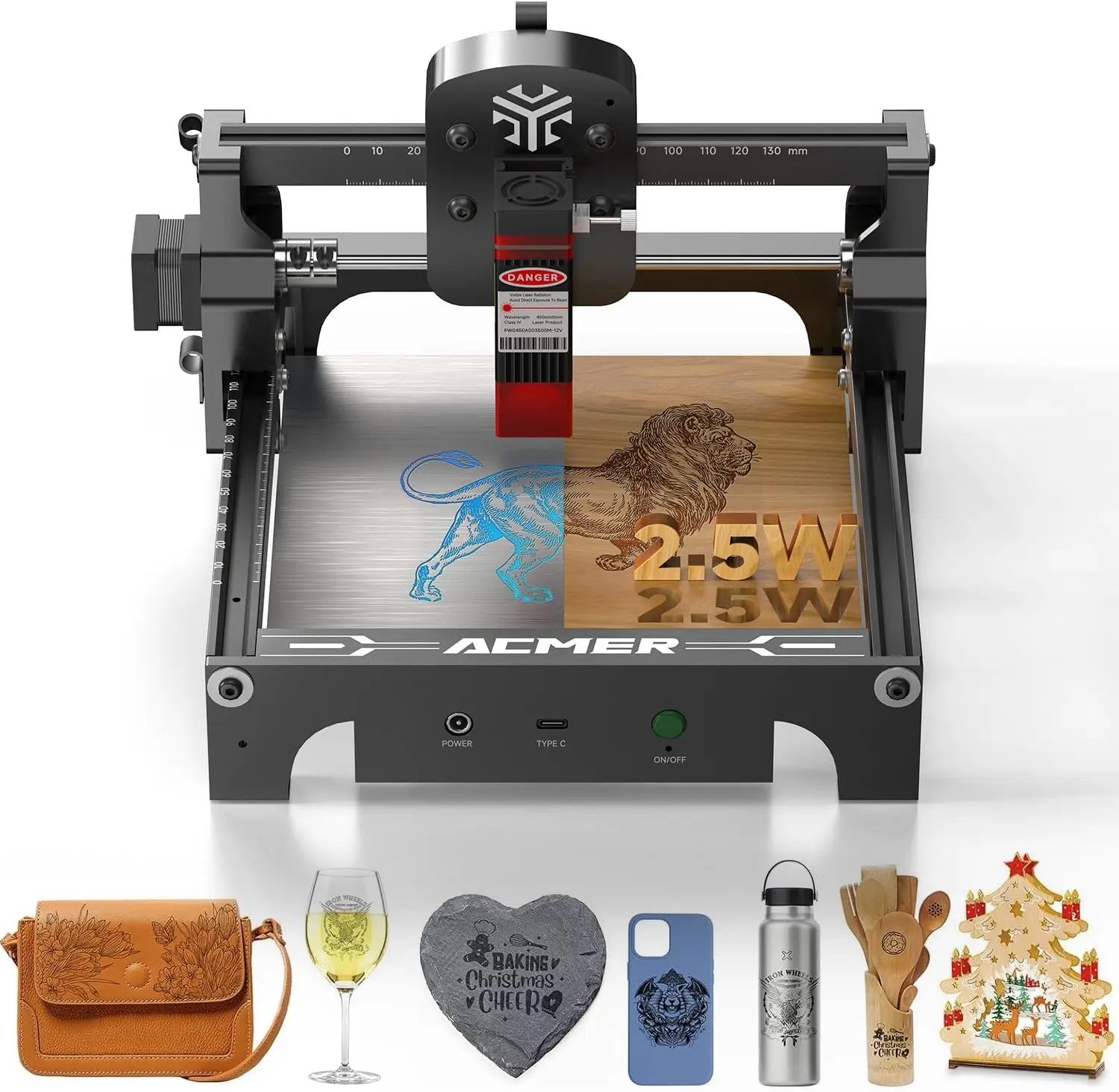 S1 Laser Engraver for Beginner Mini Laser Engraving Machine for Wood, Leather, Plastic, Laser Class4 (Black, 2500mW)