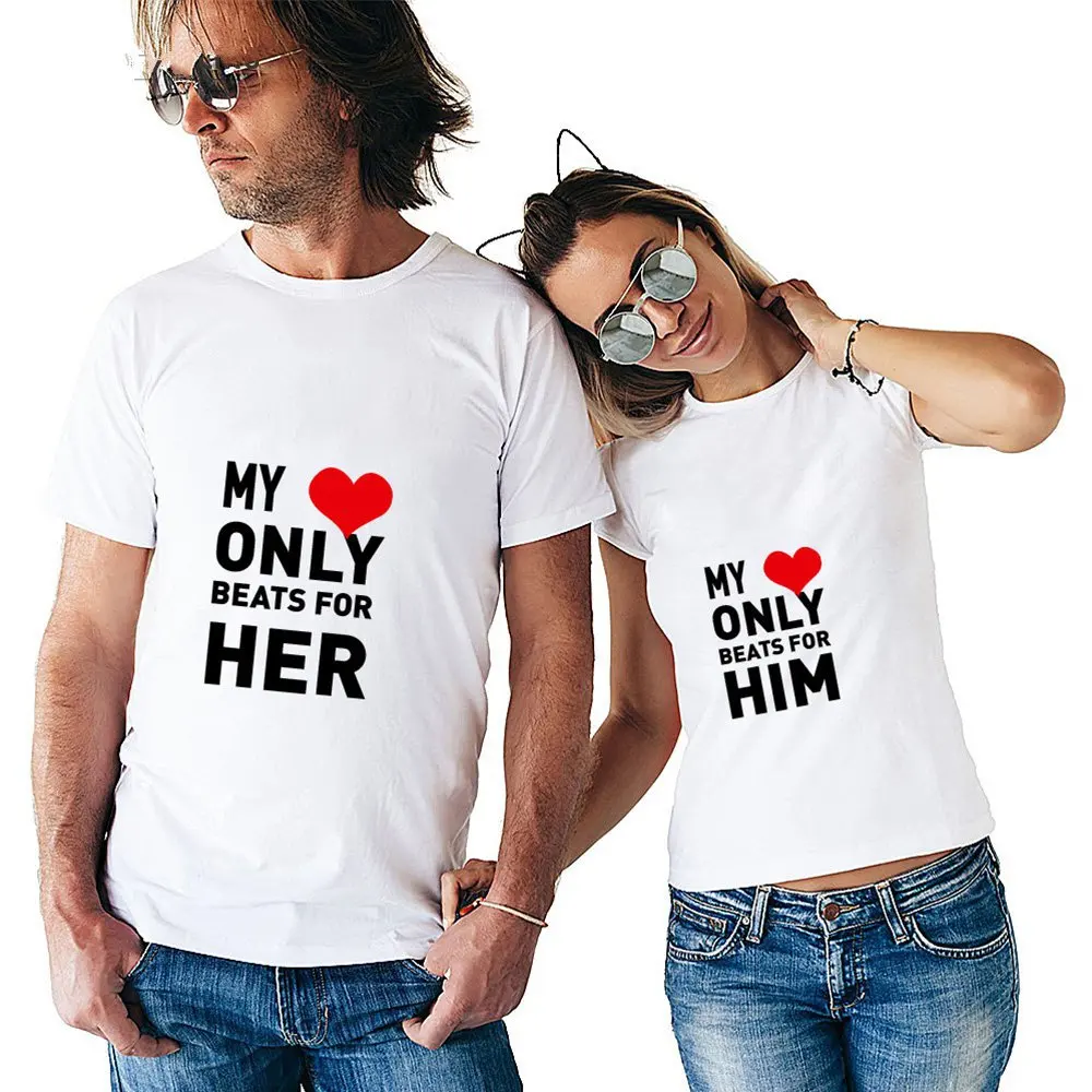 

My Only Beats for Him Her Print Couple T Shirt Short Sleeve O Neck Women Loose Tshirt Fashion Lovers Tee Shirt Tops Clothes