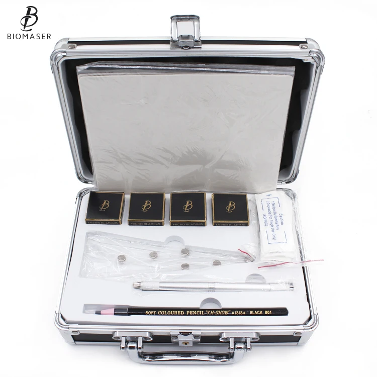 Permanent Makeup Kit Microblading Needle Eyebrow Pencil Manual Pen Practice Skin Ruler Ink cup Microblading Pigment Tattoo Kit oval silicone sleeve tattoo pen pigment ink placement microblade eyebrow pen holder cosmetic desechable tattoo accessories