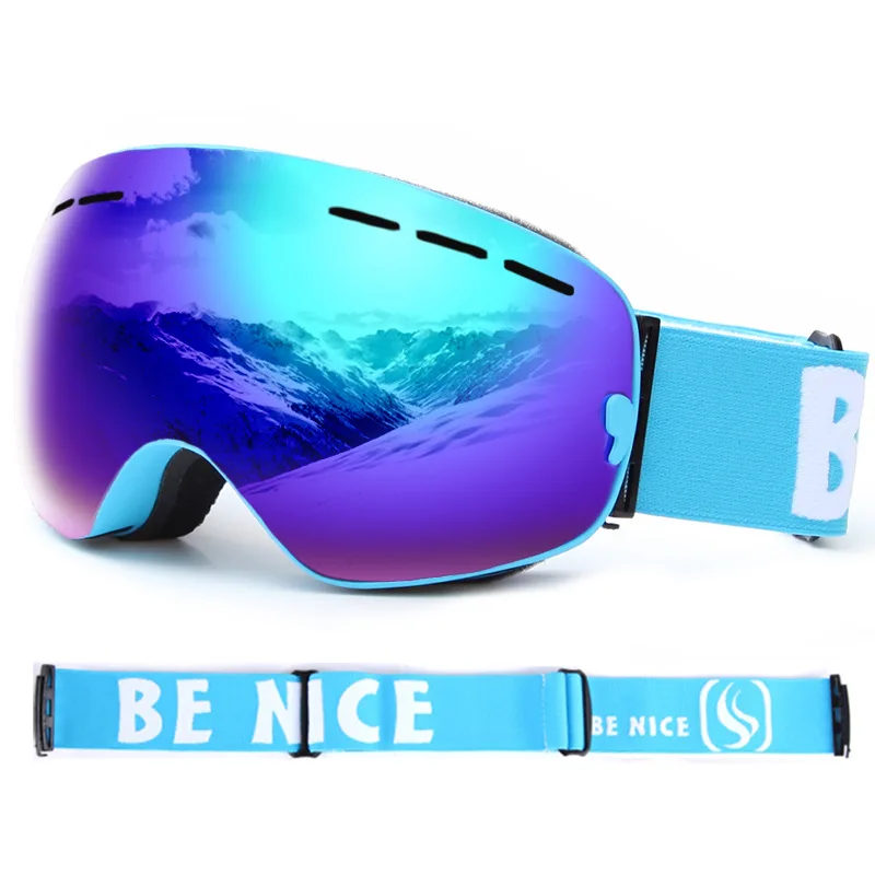 

Men and Women Spherical Single and Double-board Ski Goggles Double Anti-fog Colorful Electroplating Film Ski Goggles