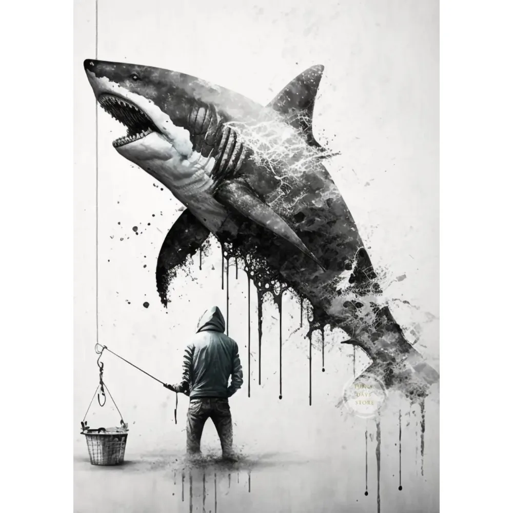 Great White Shark Ocean Giants Canvas Art - Nature Wall Decor Poster