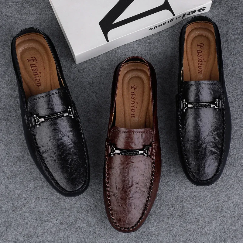 Men Breathable Casual Summer Shoes Hollow Out Men's Driving Shoes High Quality Male Business Leather Loafers