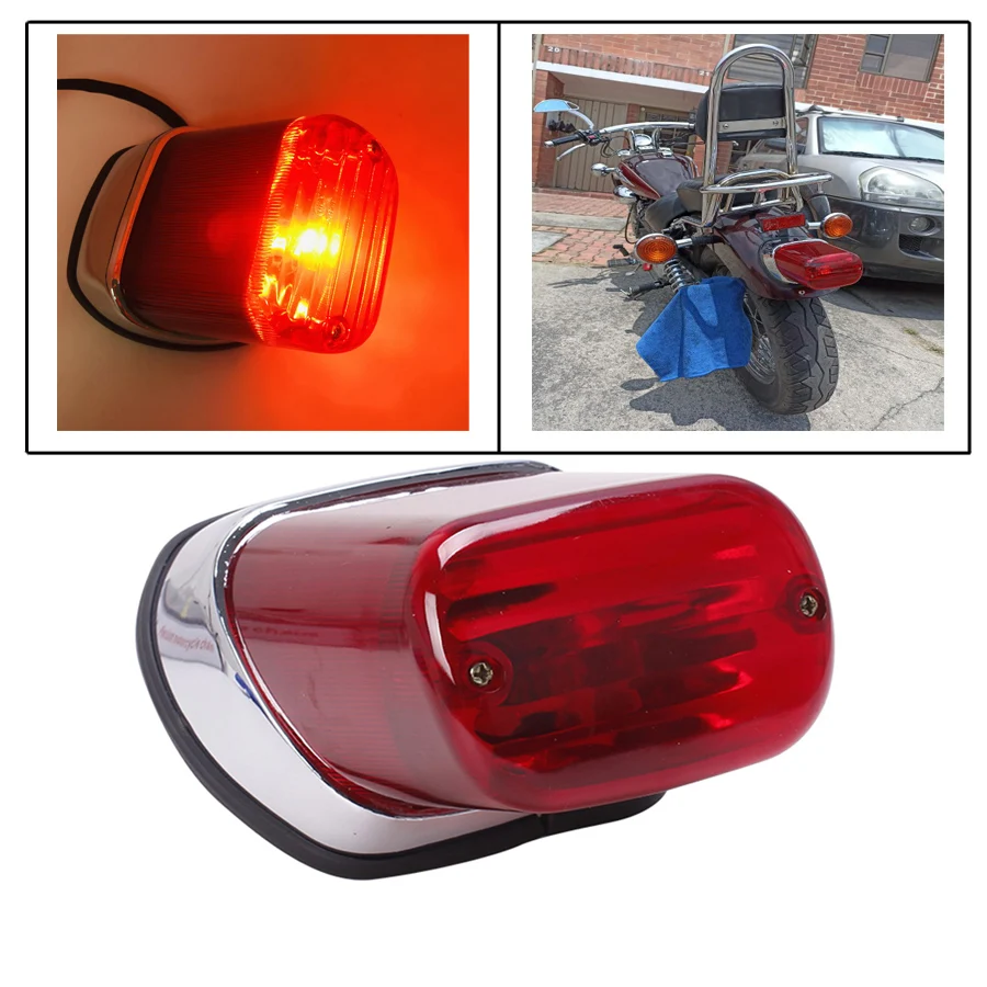 Motorcycle Tail Brake Light OZ-USA® Turn Signal Dual Intensity Red LED Black Custom Cruiser ATV Golf Cart