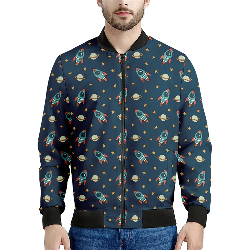 thumbnail image 1 of Chaquetas estilo bombardero con estampado 3D de dibujos animados de estilo hip hop de la calle Harajuku, abrigo de manga larga para hombres, mujeres y niños, chaqueta de vuelo de gran tamaño, 1 of 5