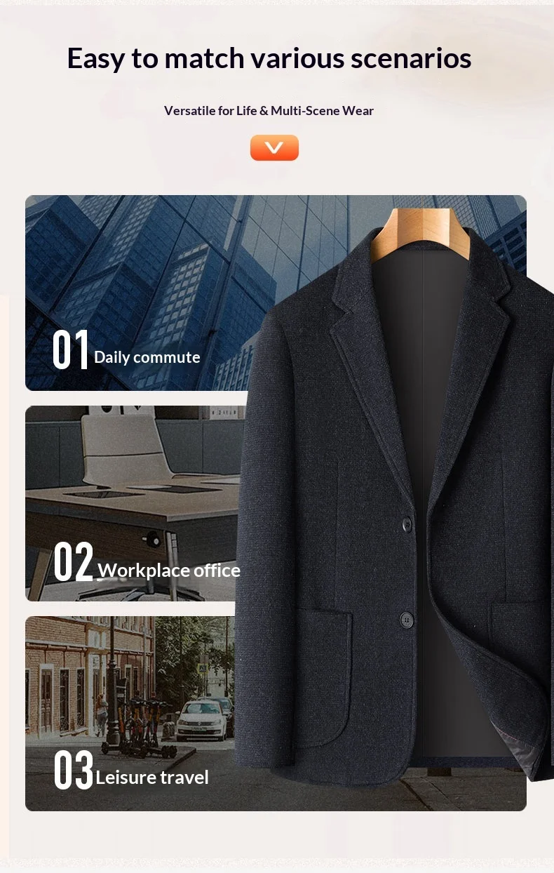 Blazer, 50% Wolle, Modischer Herren-Business-Outdoor-Reise-Jugendlicher Hochzeits-Vielseitiger Gentleman-Host Casual Koreanischer Stil Blazer – Detail 7