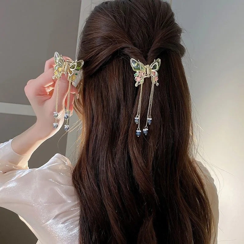 2023 Elegant Tassel Hairpin Female Vintage Accessories Trembling Side Clip Golden Moving Summer Hair Accessories New Arrival