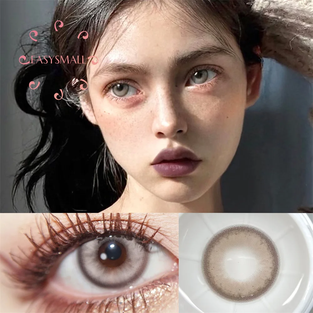 

Easysmall Mermaid Brown lored Contact Lenses for Eyes Natural Yearly Contact Lens Big Beauty Pupil Degrees Prescription Myopia