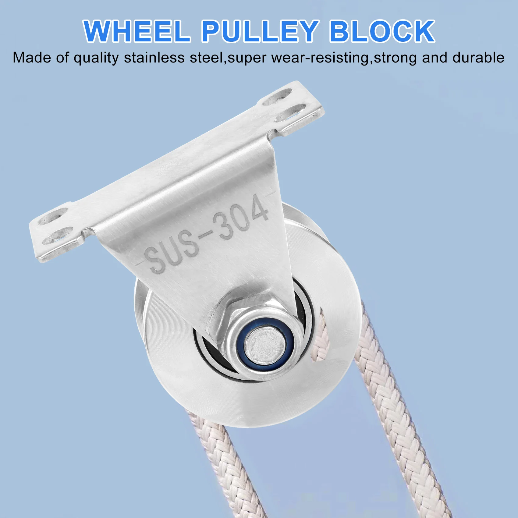 1Pack U-Type Stainless Steel Pulley Block Mute Bearings Groove Sliding Roller Track Wheel 4