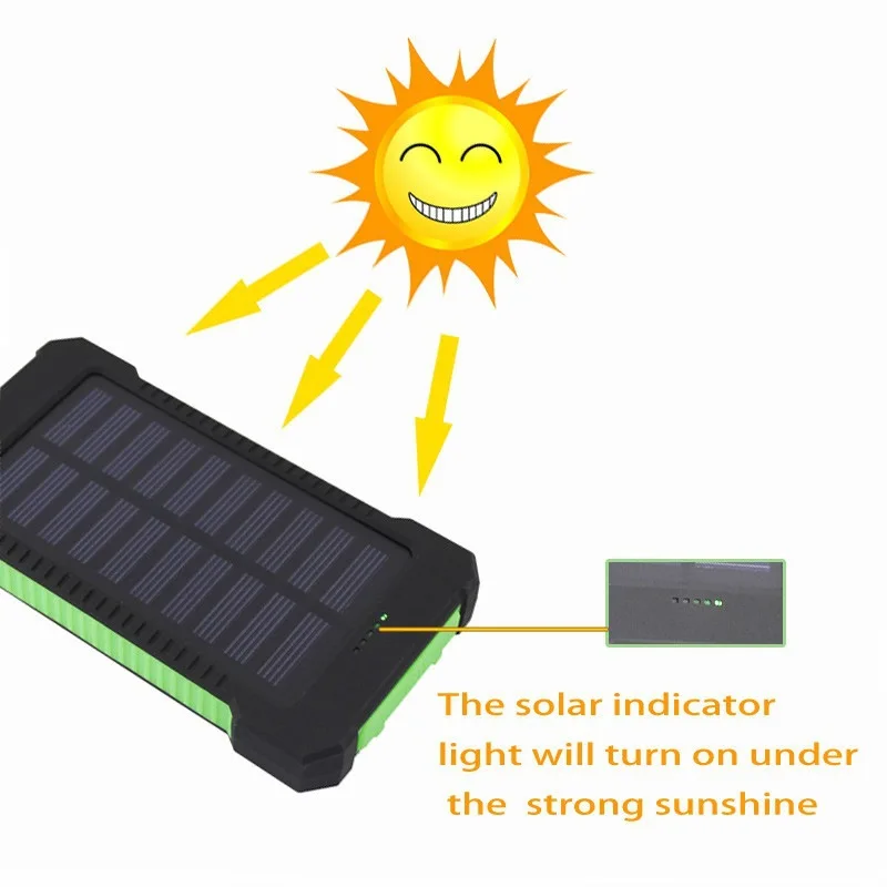 Solar Power Bank 30000mah High Capacity Portable External Charger Waterproof External Battery Flashlight for Xiaomi iPhone