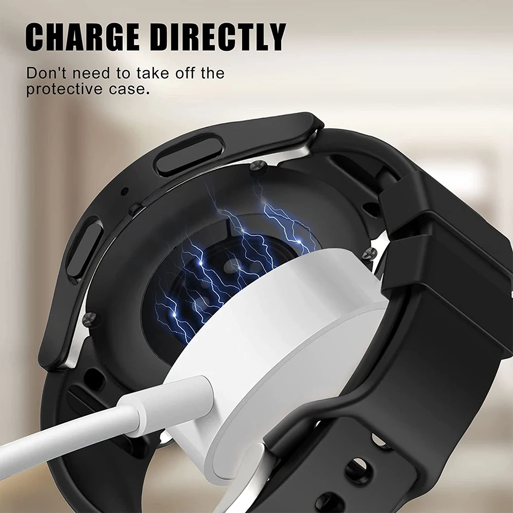 Premium Waterproof PC Cover with Tempered Glass Protector for Samsung Galaxy Watch 6 and Classic