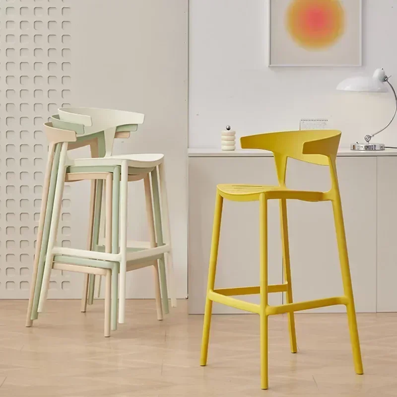 Nordic Kitchen High Stool Home Leisure Bar Chair Folding Plastic Designer Dining Chair Living Room Furniture