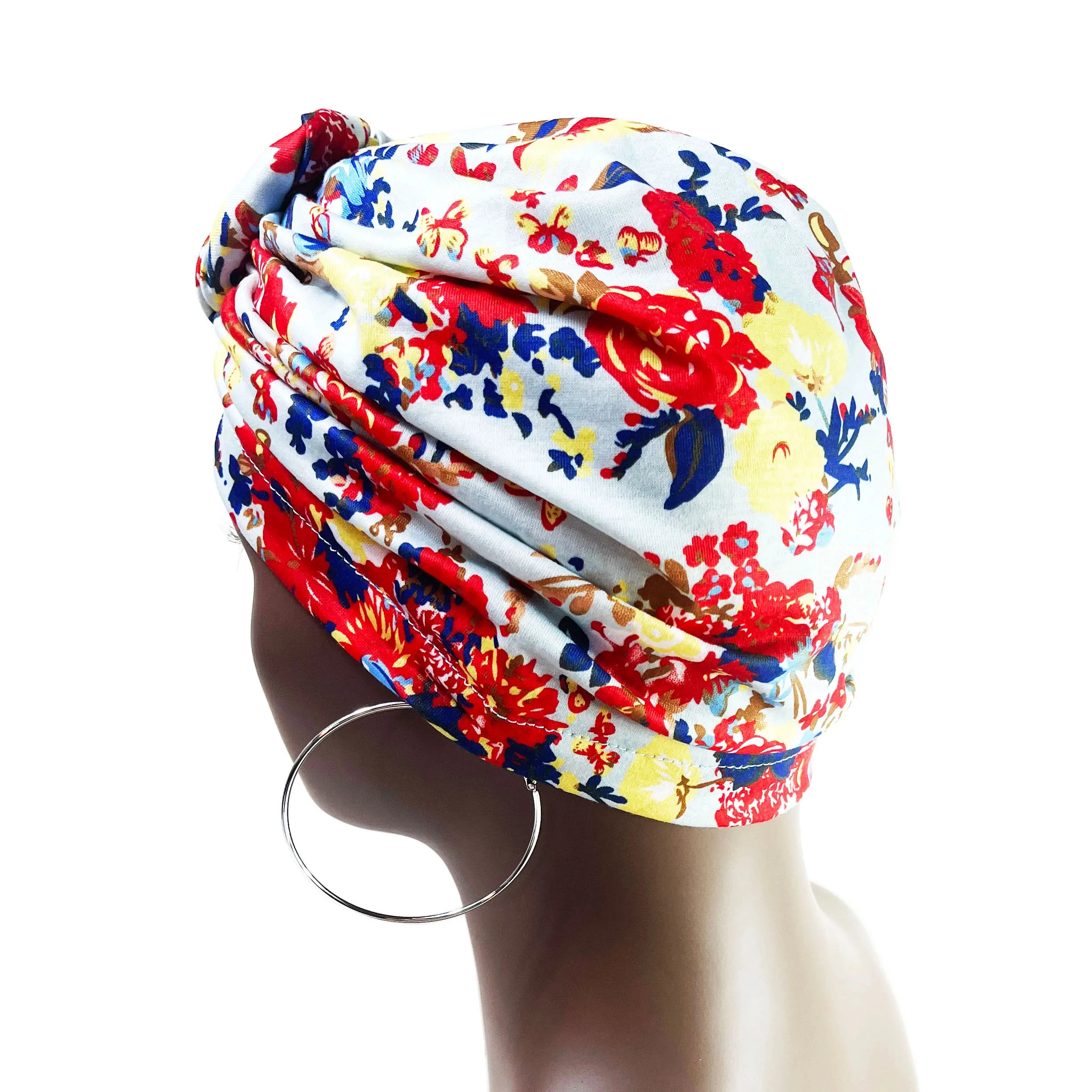 Bohemia Bonnet For Women Soft Pre-Tied Knot Fashion Pleated Turban Cap Beanie Headwrap Sleep Hat Chemo Caps 5