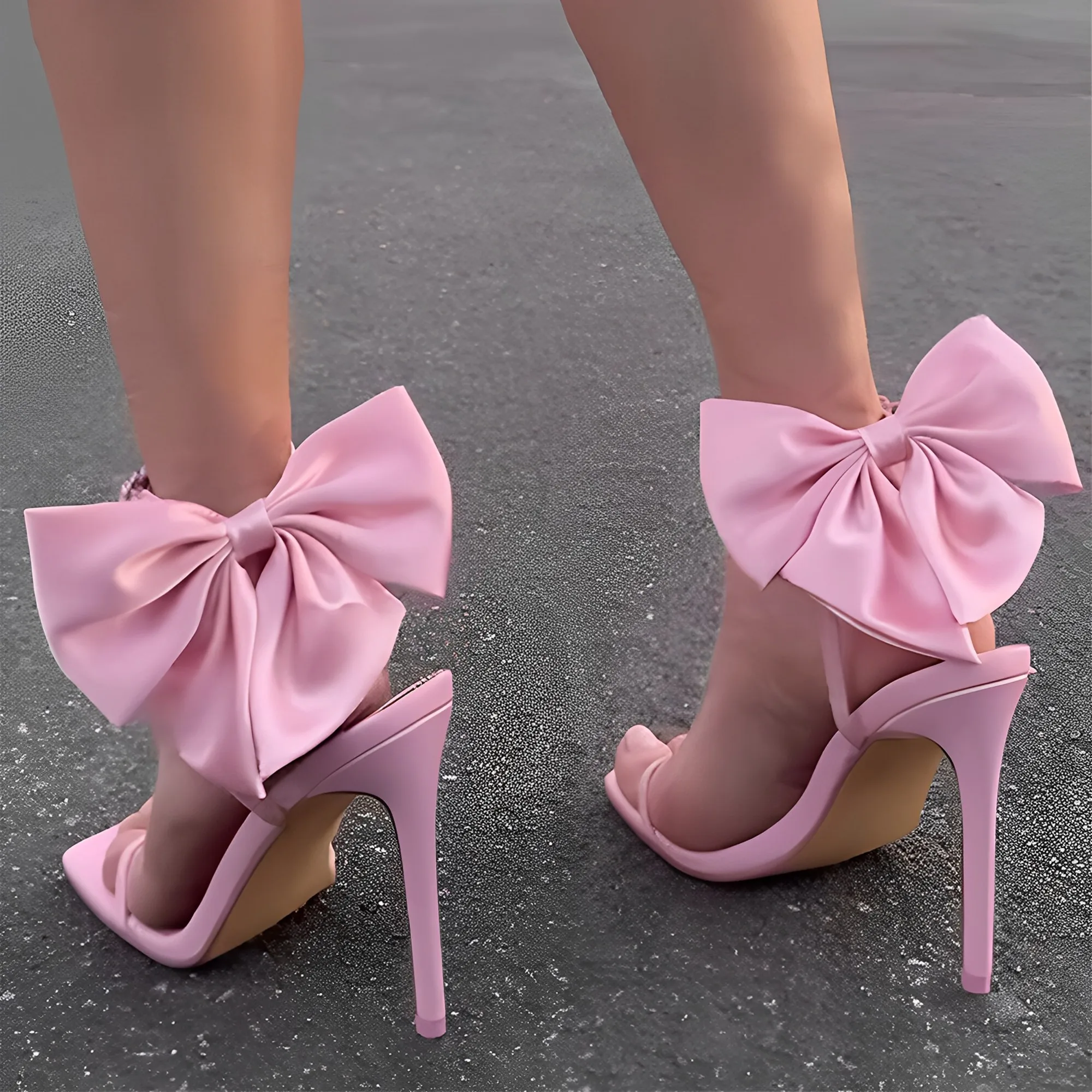 

New Sexy Fashion High Heel Bow Personality Stiletto Rhinestone Sandals High Heel Sandal Party Shoes Dress Sandals