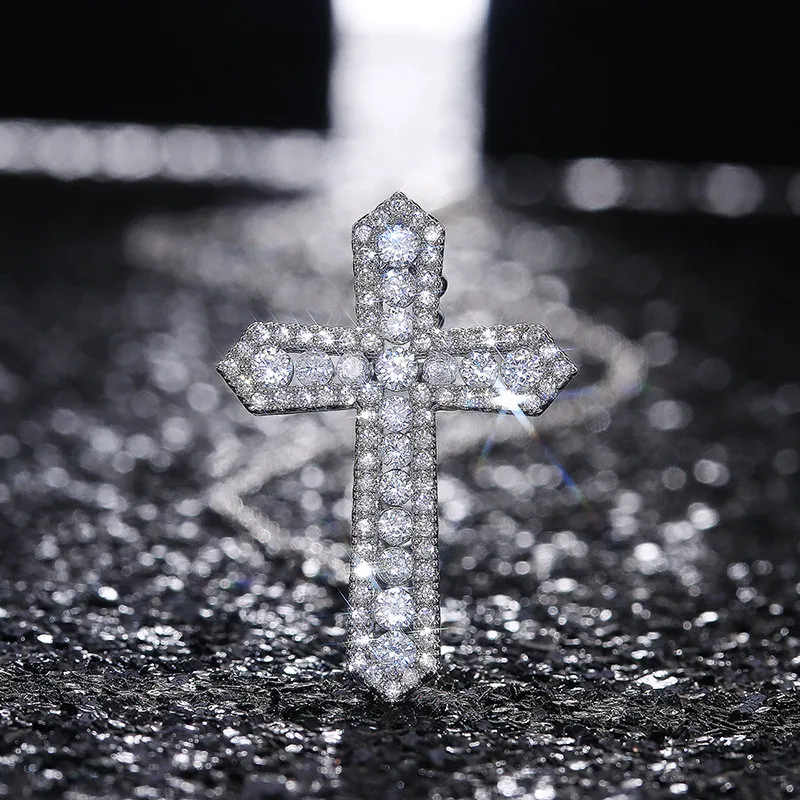 925 Sterling Silver Cross Pendant Necklace for Women Girls Shiny Sweet Chain Punk Party Fashion Pendant Fashion Jewelry Gifts
