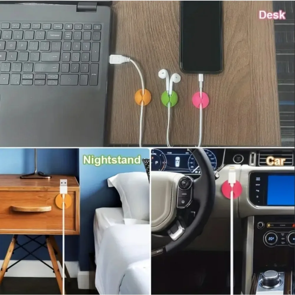 Desktop cable management data cable fixer storage buckle headphone charging bedside line card fixer