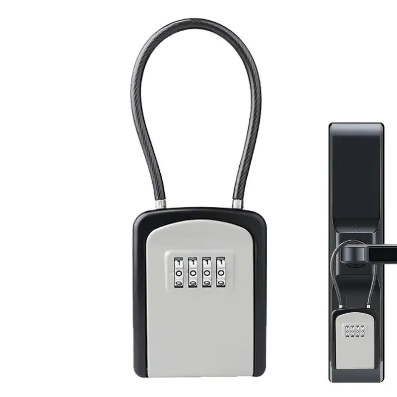 

Lock Box For Keys With Code Hangable Zinc Alloy Key Box With Removable Shackle 4 Digit Combination Resettable Code Key Storage