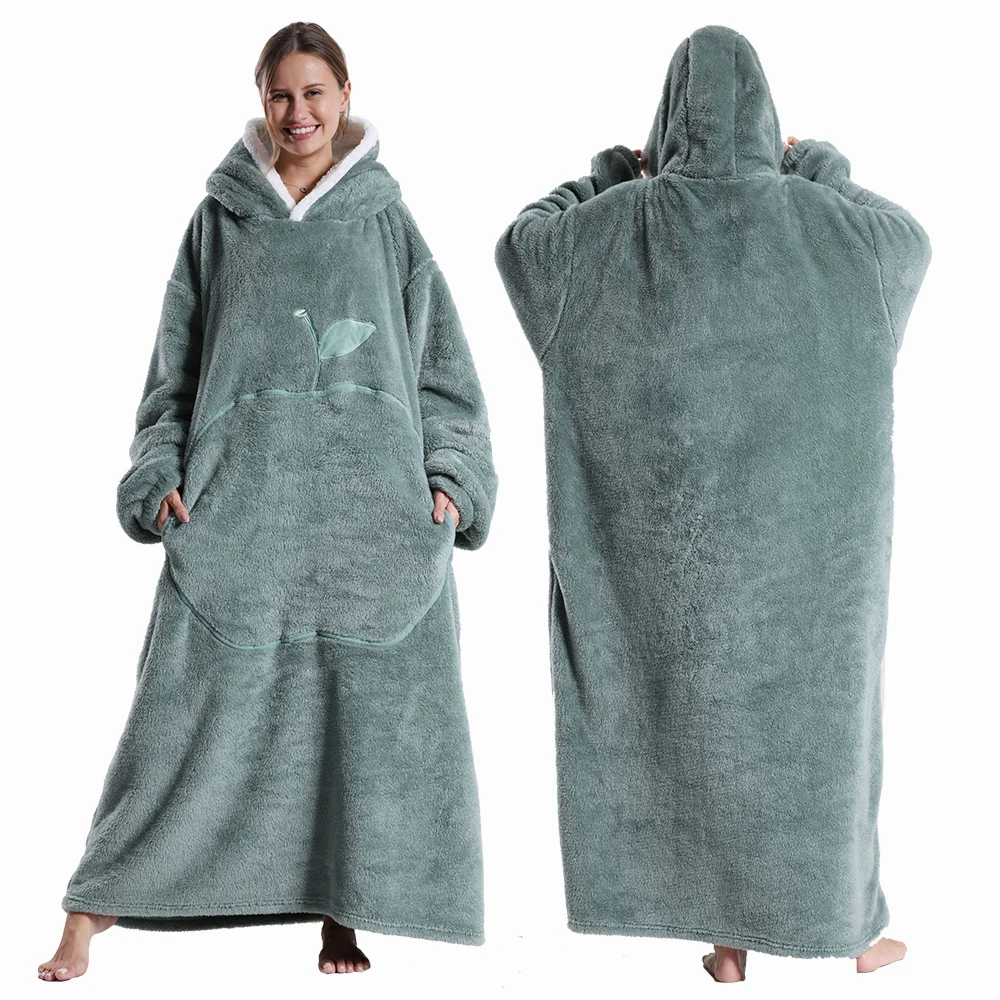 Queenshin Oranje Vos Hoodie Draagbare Deken Oversized Sweatshirt Voor