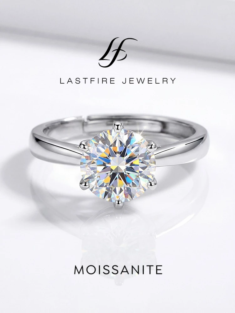 Echter 0,5-2ct Moissanit-Diamantring Verlobungs- und Eheringe für Damen 925 Sterling Silber Luxusqualität Feiner Schmuck