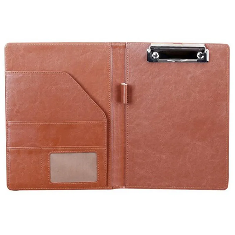 Brown A5 Document Bag File Folder Clipboard PU Leather Document Folder Business Office Financial School Supplies
