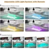 Led Coffee Table for Living Room, Living Room Table Rectangular Center Table, Modern High Glossy Wooden Coffee Tables with 16 Co 4