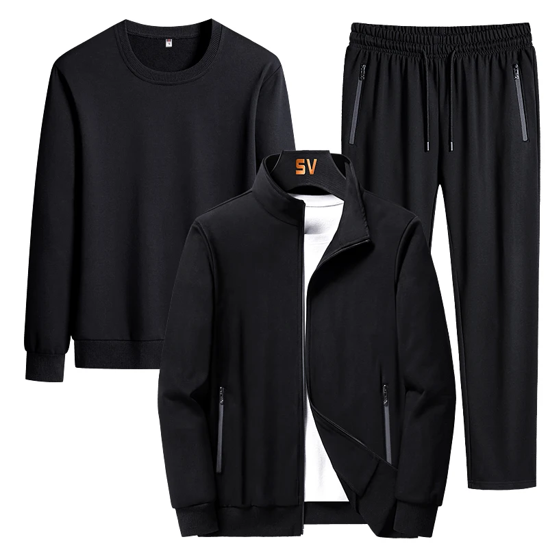 

3PCS Set Men Fashion Autumn Sportwear Suit Casual Sweatshirt+Fleece Warm Jacket+Jogger Pants Sporting Suit Tracksuit Plus Size