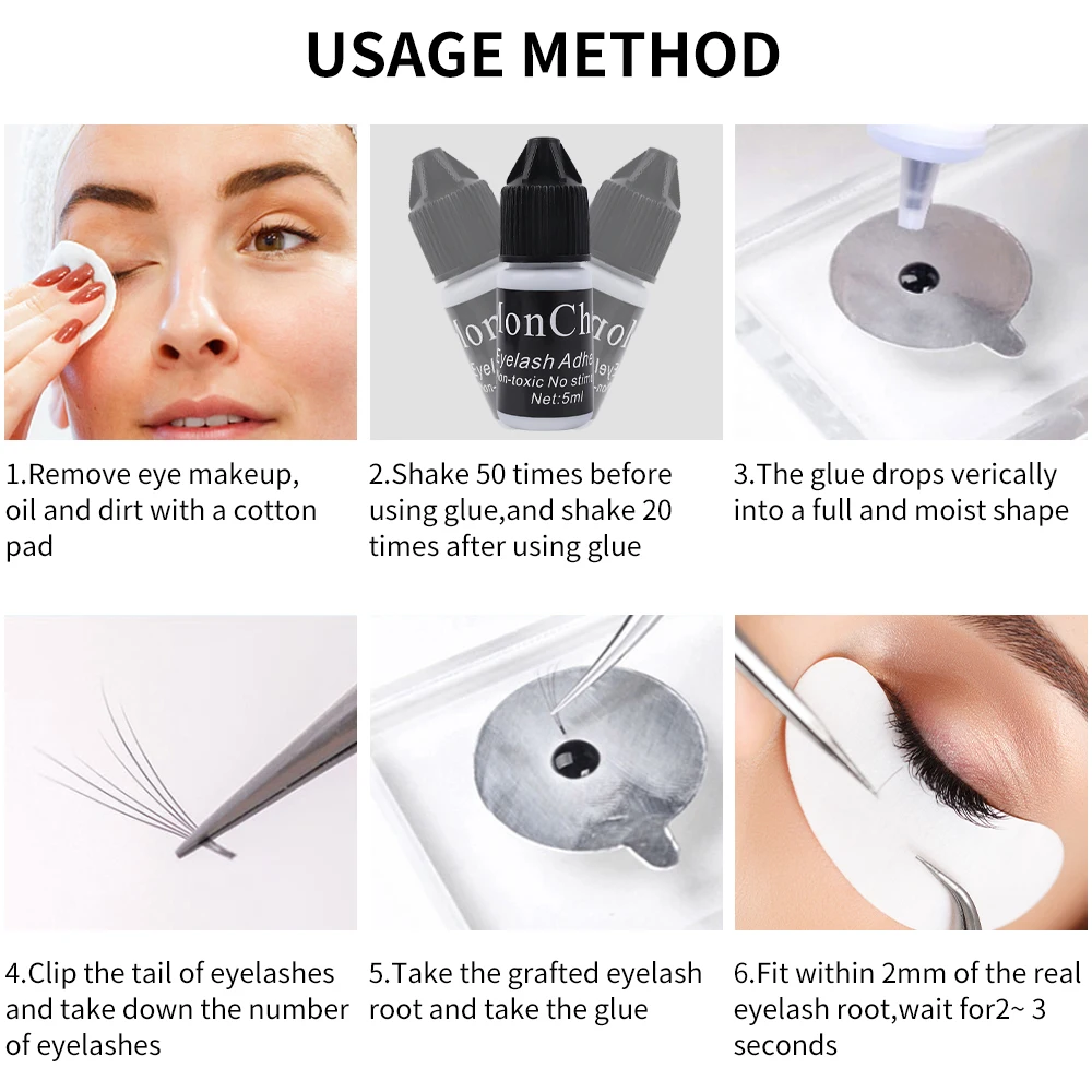 Eyelash Glue 5ml Waterproof Quick Drying Sturdy for Semi-Permanent DIY Grafting Eyelash Extension