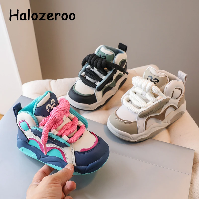 

2024 Kids Sport Sneakers Baby Girls High Top Shoes Children Brand Chunky Sneakers Boys Slip On Casual Sneakers Trainers Autumn