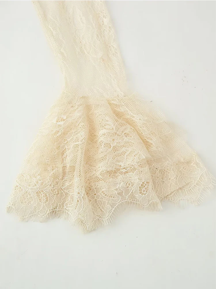 New Women Elegant Mini Dress Flared Full Sleeve Contrast Color Lace Patchwork Slim Mini Dresses Spring Lady Chic Streetwear