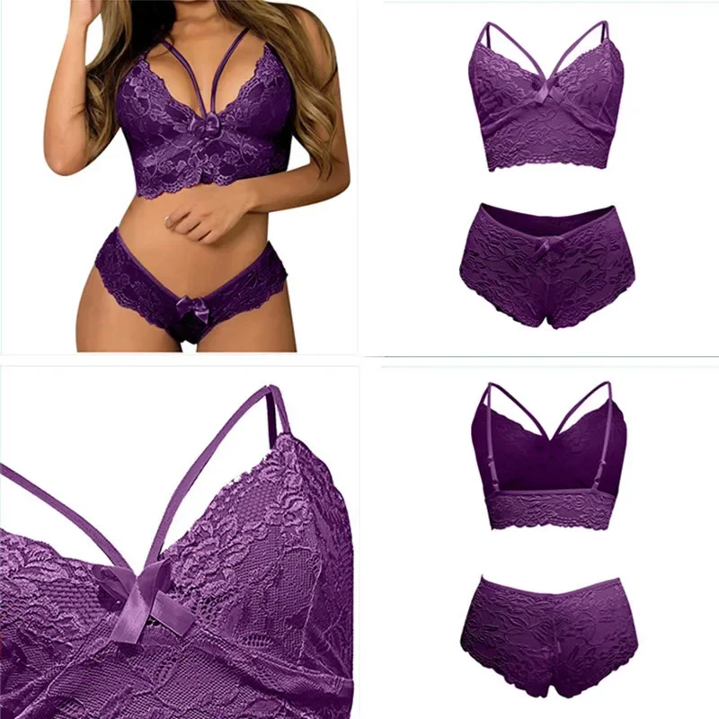 Women lingerie women sleepwear set Women's Sexy Lingerie Set Lace Shorts Solid Color Tank Top Camisole Tube Floral Print Lingerie Set Exotic Costumes