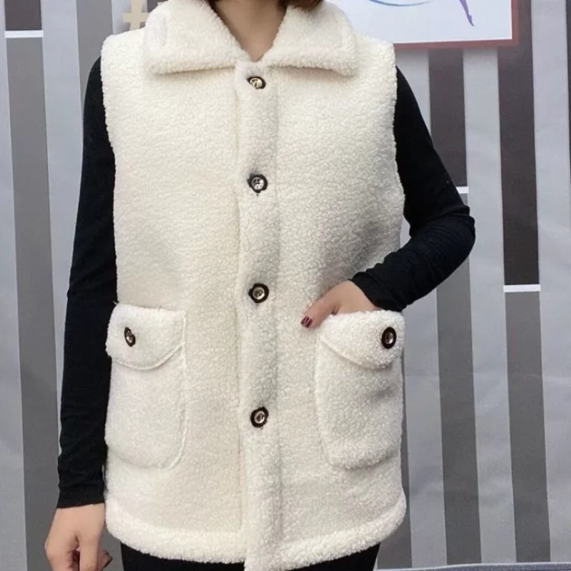 Lamb Wool Granule Vest Shoulder Coat Women Fall Winter 2023 New Style Outerwear Fur Integrated Fleece Foreign Air Horse Clip lint fluff wool fabric clothes granule remover household electric hair ball trimmer professional cleaning dust off supplies