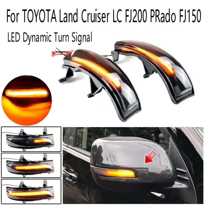 LED Dynamic Turn Signal Blinker Sequential Side Mirror Indicator Light for Toyota Land Cruiser