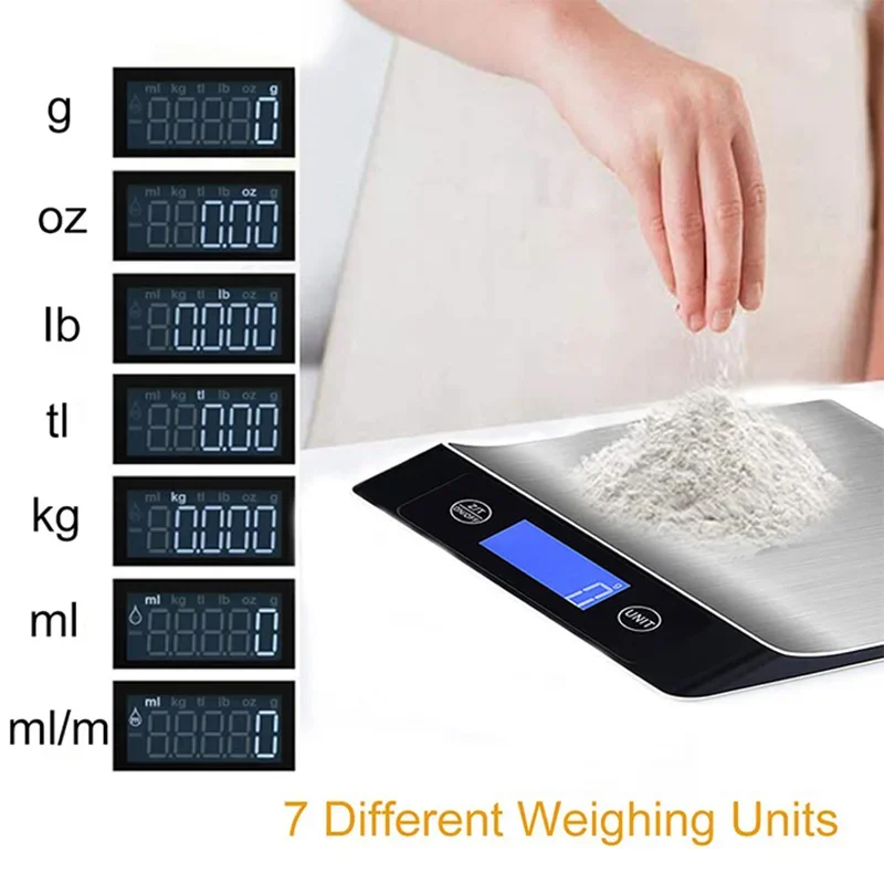 주방 저울 무게 15kg/1g, 음식 커피 저울, 스마트 전자 디지털 저울, 요리 및 베이킹용 스테인리스 스틸 디자인
