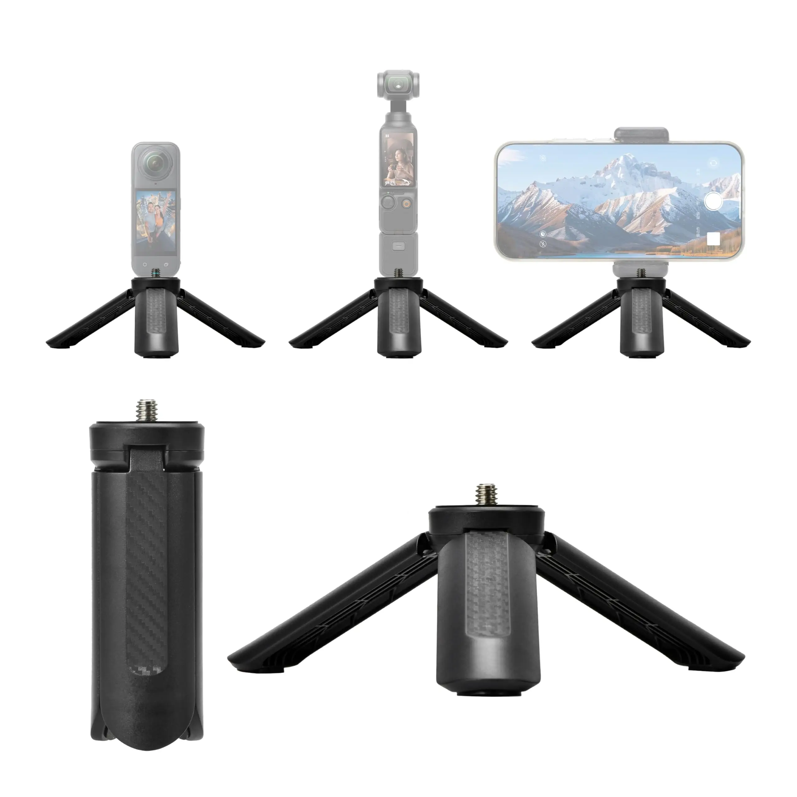 Compact Multi-Functional Mini Camera and Phone Holder with Selfie Stick and Vlogging Capabilities