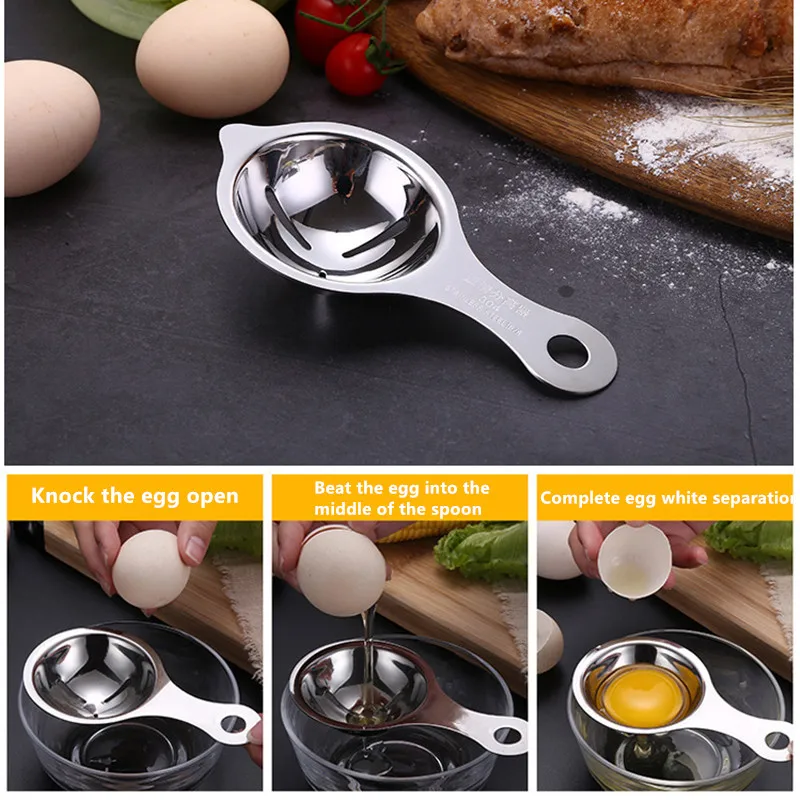 Stainless Steel Egg White Yolk Separator Tool Baking Accessories Kitchen Tool Egg Divider Baking Cooking Hand Gadget eggshell separator egg separator