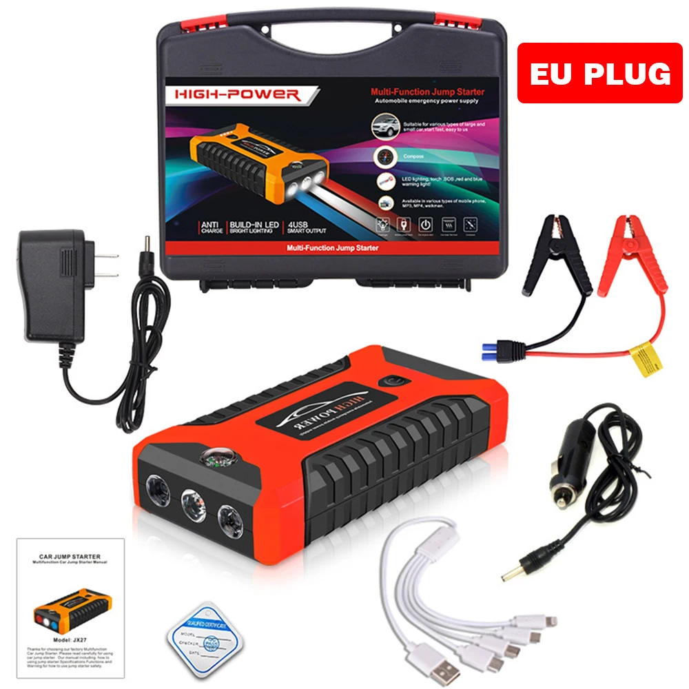 New Portable 99800mA 600A Car Jump Starter 12V Output Emergency Start-up  Charger Cars Starters Booster Battery Starting Device