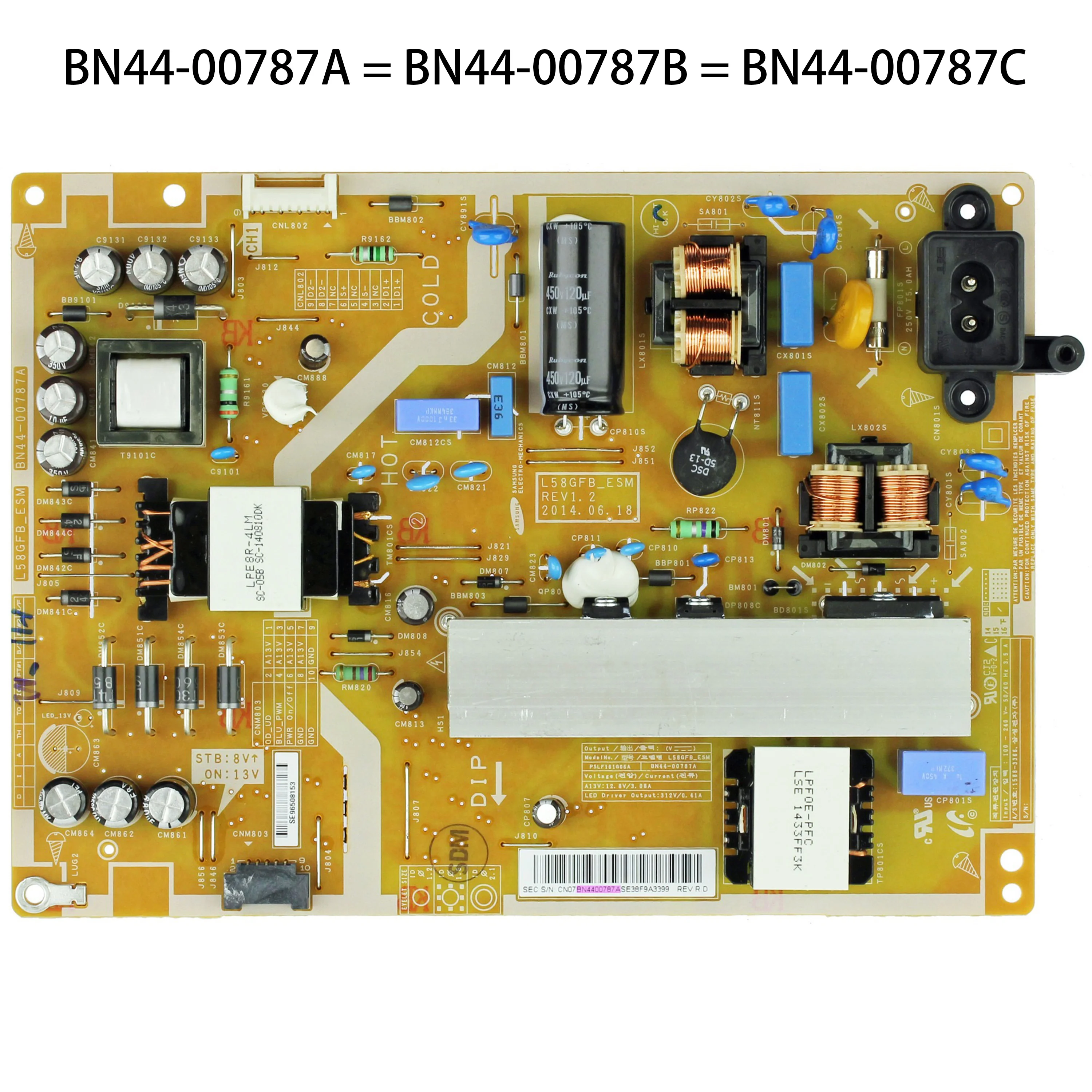 

BN44-00787A L58GFB_ESM Power Board is for UA58H5288AJ UA58J50SWAJ UN58J5190AF UN58H5202AF UN58H5005AF UE58H5200AK UE58J5250SS TV