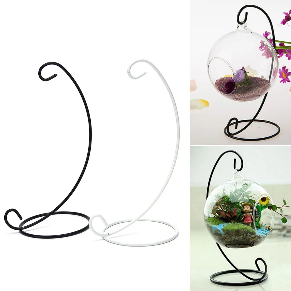 Hanging Display Plant Stand Hanger Bauble Holder Ornament Iron Art Garden Home Decoration Glass Ball Hanging Stand Holder 1PC candle holders incense holder