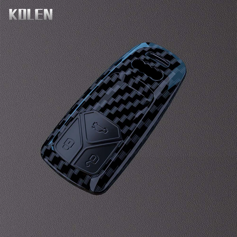 ABS Carbon Faser Auto Schlüssel Fall Abdeckung Für Audi A4 B9 A5 A6 8S 8W Q5 Q7 4M S4 S5 S7 TT TTS TFSI RS Schutz Shell Fob Zubehör – Detail 7