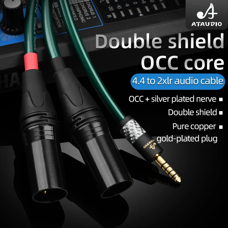 Cable de Audio Hifi 4,4mm a 2XLR plateado 4,4mm equilibrado a Dual 3pin XLR equilibrado Cable adaptador de Audio para Mp3 DAC AMP