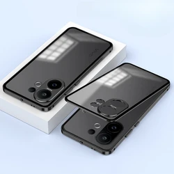 Shockproof Aluminium Alloy Metal Frame with Tempered Glass Back - Protective Hard Cover Case for VIVO S30Pro mini (Black)