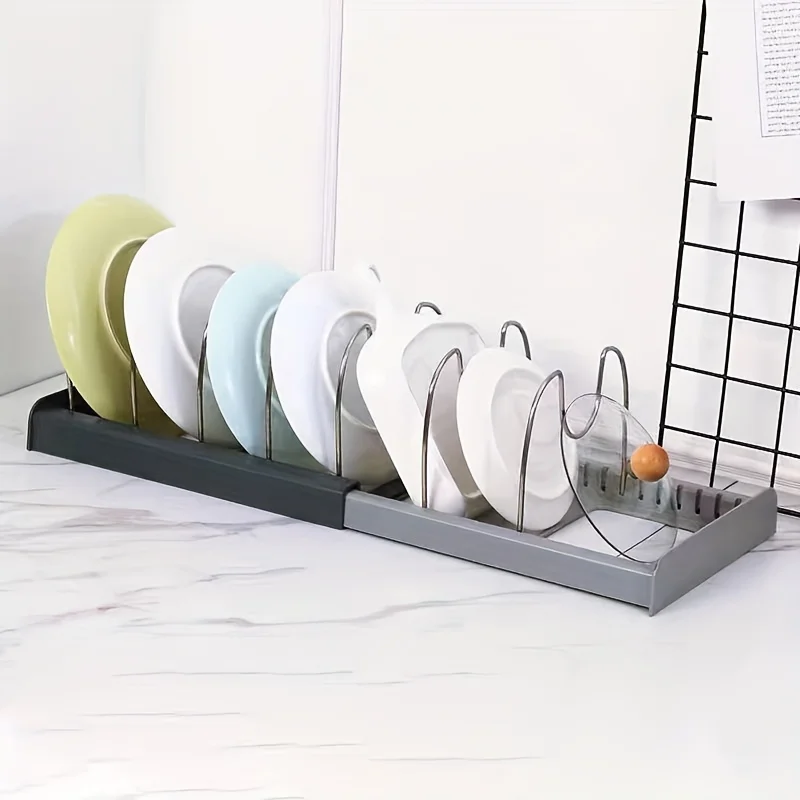 Kitchen Cabinet Organizers for Pots and Pans Expandable Stainless Steel Storage Rack Cutting Board Drying Cookware Shelf Gifts