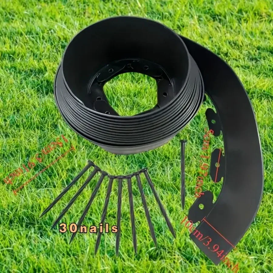 Garden Edging Kit Durable Plastic Landscape Barrier with Spikes for Grass and Stone Separation 2 Inch Tall Paving Edge 16.4Ft