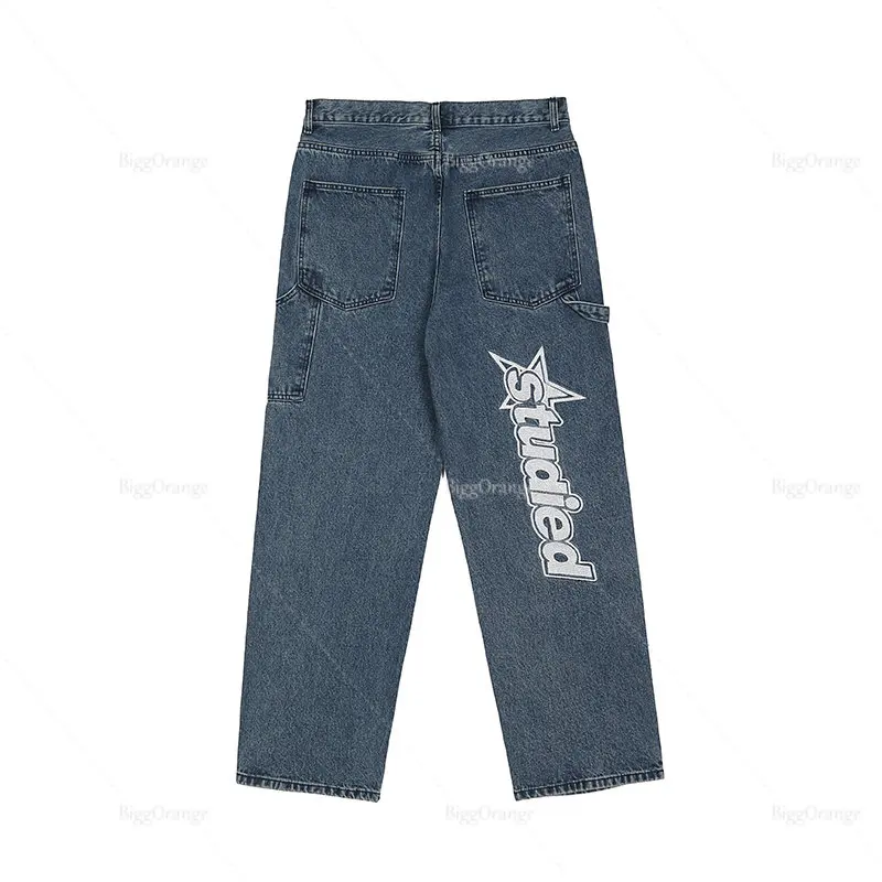 Best Sellers Retro Embroidery Jeans Streetwear Baggy Slouchy Jeans Clothes Men Y2k High Quality Loose Straight Wide Leg Pants