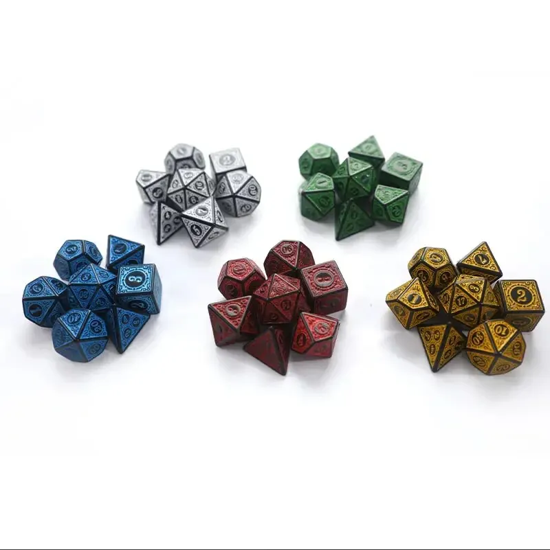 7PCS Polyhedron Dice Set With 7 Carved Patterns Game Dice Set, Gaming Gift-Add Fun To Your Board Games!