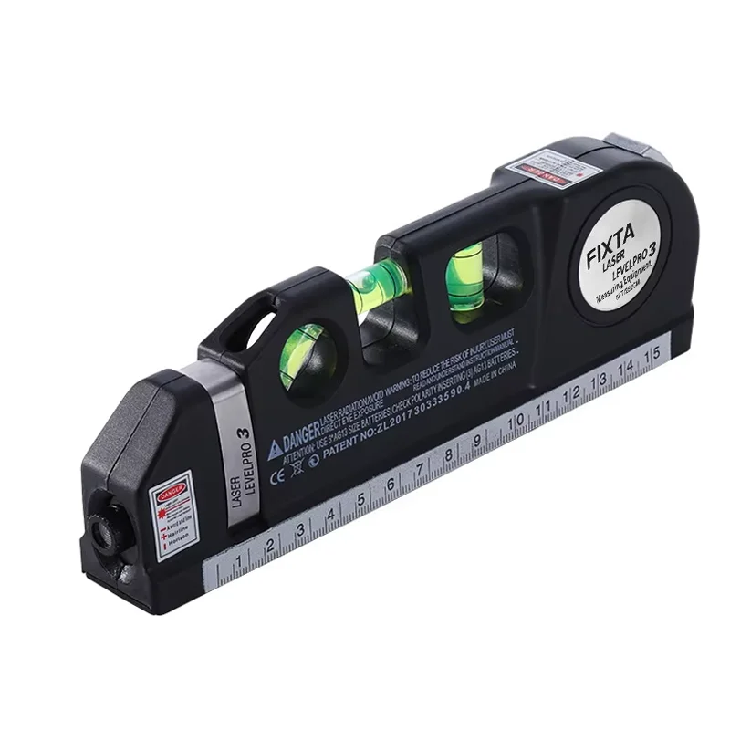 Multipurpose Cross Line Laser Level with 8FT Measuring Tape and Metric Rulers