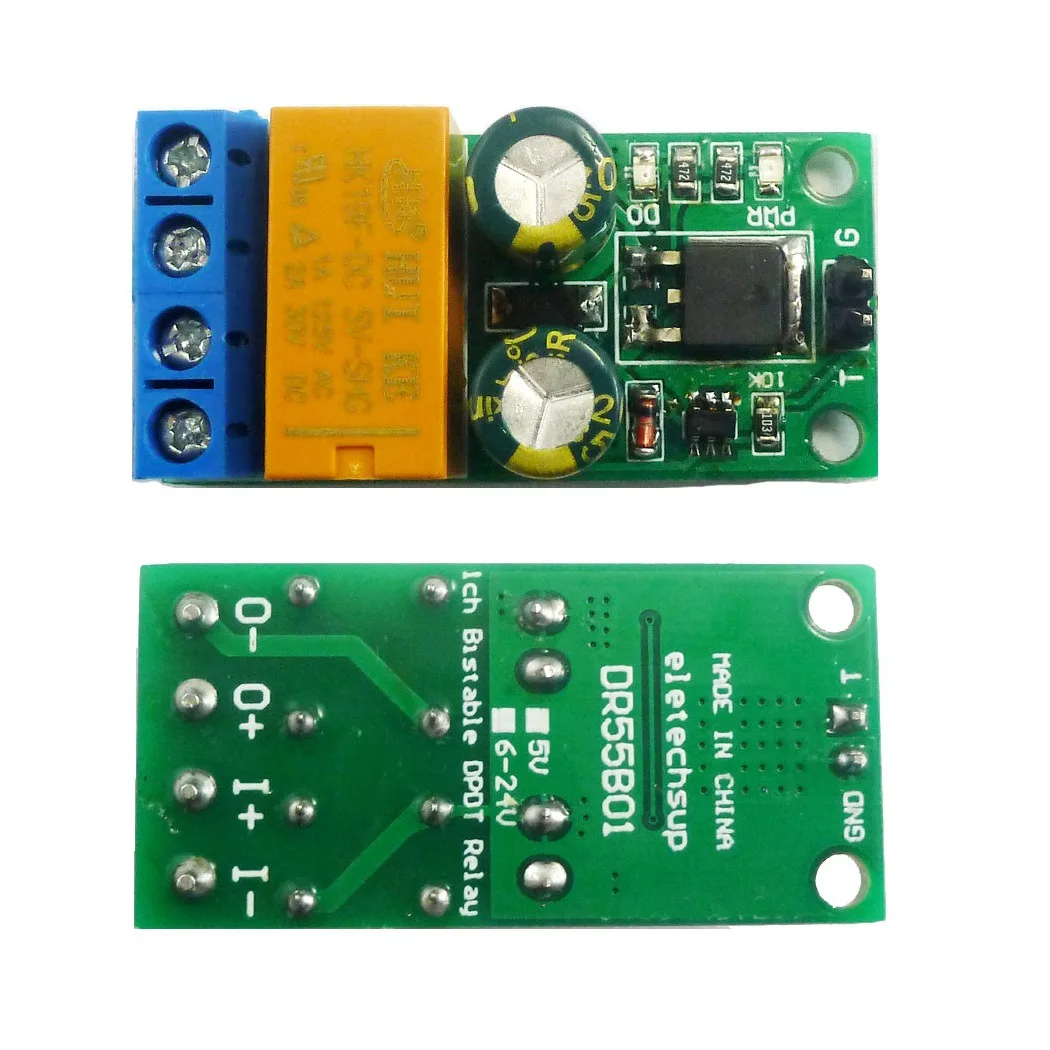 

DR55B01 DC 5-24V 2A Self-locking Bistable Reverse Polarity Switch Controller Motor Forward/Reverse Controller Board Relay Module