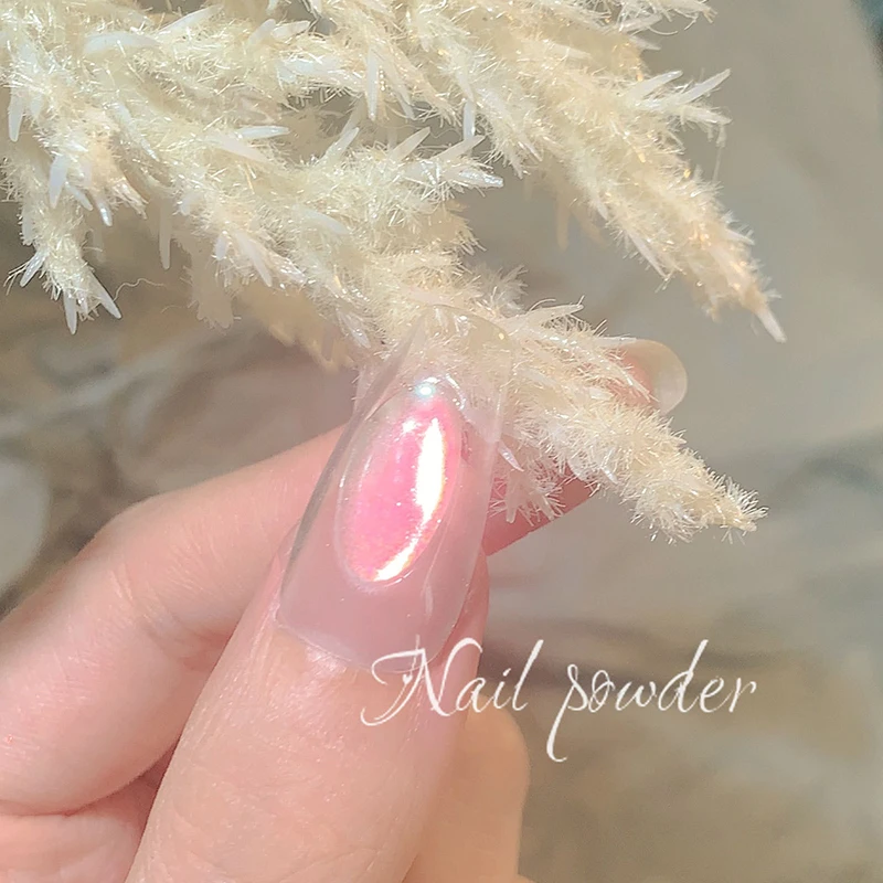 Aurora Ice Transparent Laser Magic Rainbow Mirror Nail Glitter Gel Pigment Powder Chrome Charm Nail Art Decoration Tools
