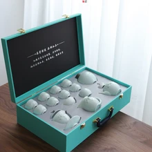 

Fortune Ingenious Blue and Lotus Celadon Tea Set Whole Set Gift Box Gift Home Activity Custom