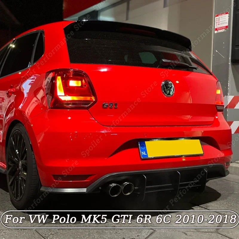 Für VW Polo MK5 GTI 6R 6C Zwei/Vier Tür Facelift 2010-2018 Auto Heckschürze  Diffusor Spoiler splitter Körper Kit Tuning Schwarz Neue - AliExpress